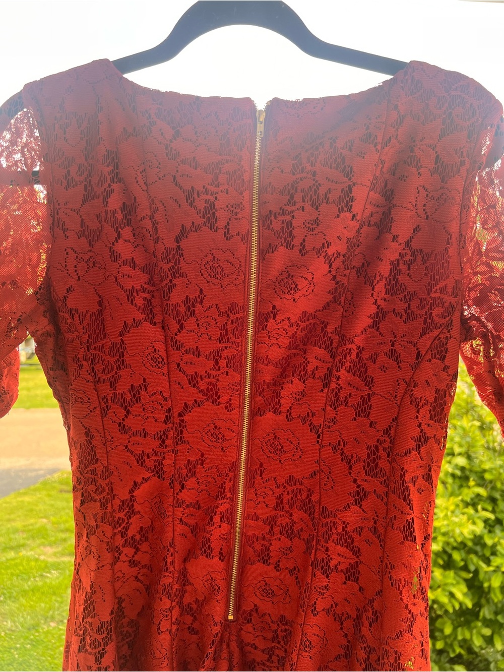 Danny & Nicole Red Lace Midi Fit-and-Flare Dress - Picture 4 of 5